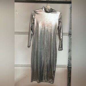Faux leather silver dress